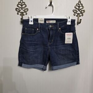Levi Signature Dark Blue Mid-rise Jean Shorts Size 26
